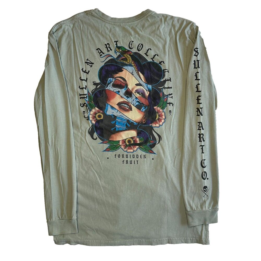 Sullen Art Collective Forbidden Fruit Long Sleeved Green Tattoo Tee L Large